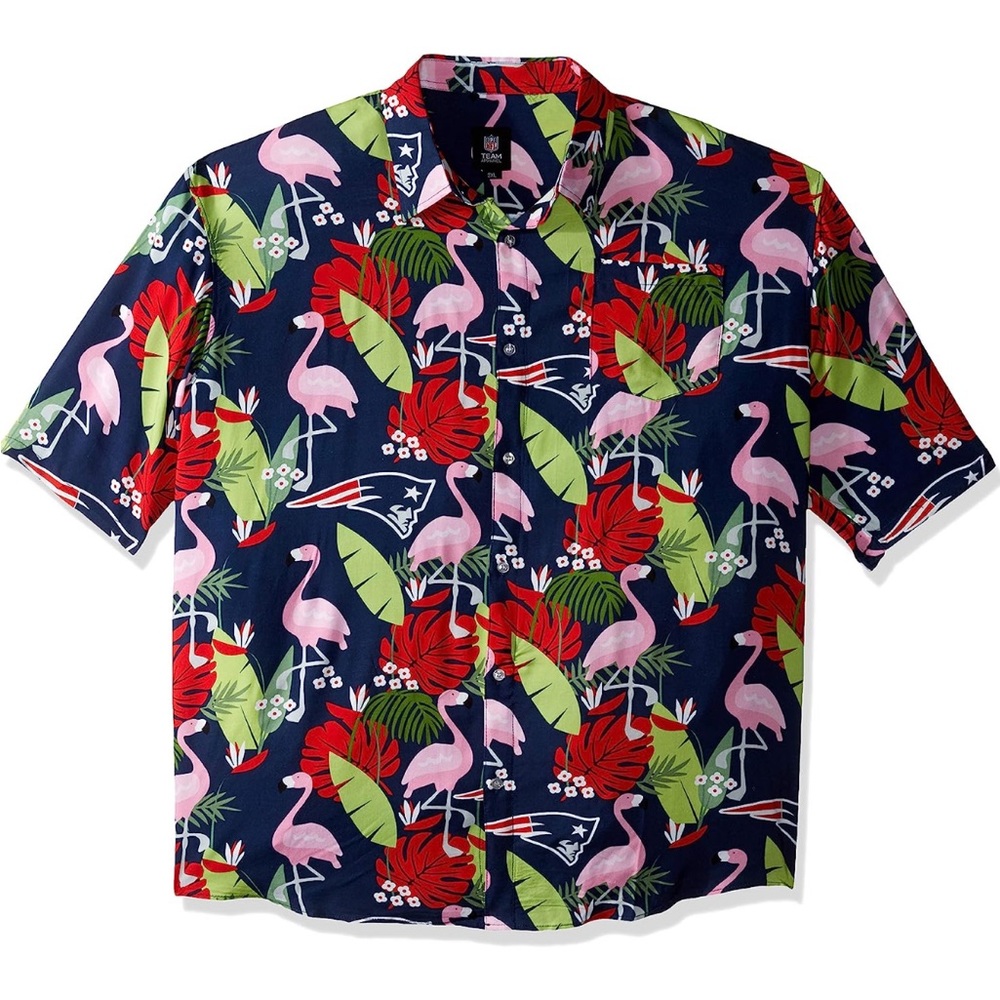 NWT - NE Patriots Floral Tropical Button up 3X shirt